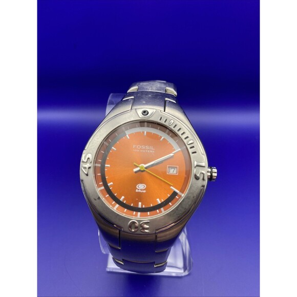 Fossil Blue Am3469 Orange And Blue New Battery Men’s Watch 43 Mm - Picture 1 of 8